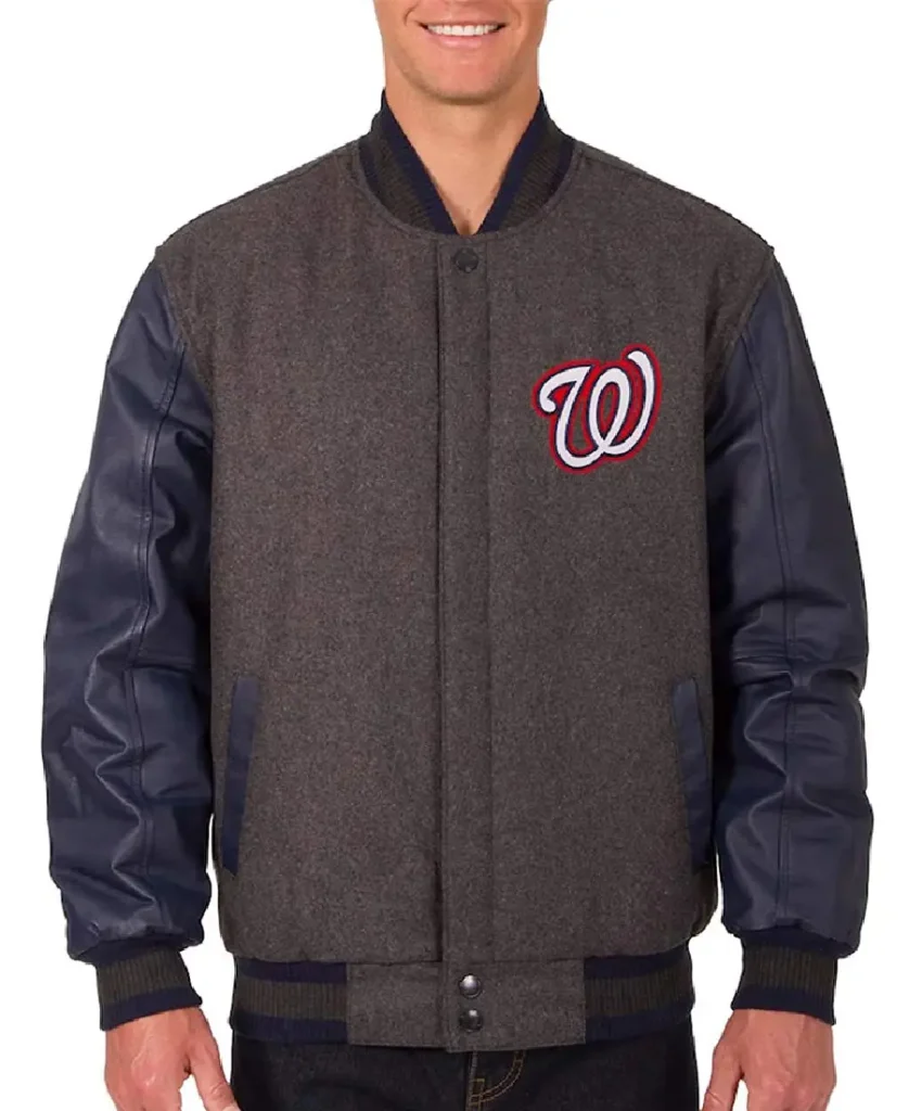 CharcoalNavy Washington Nationals Varsity Jacket