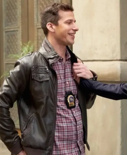 Jake Peralta Leather Bomber Jacket