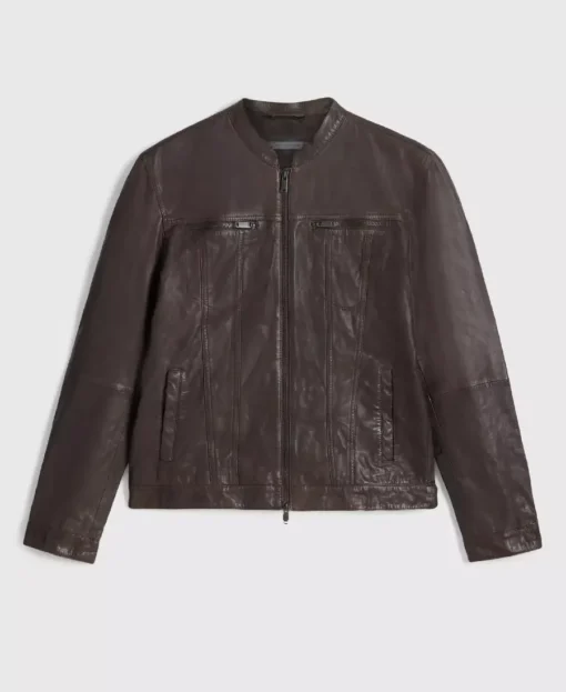 John Varvatos Brown Leather Jacket