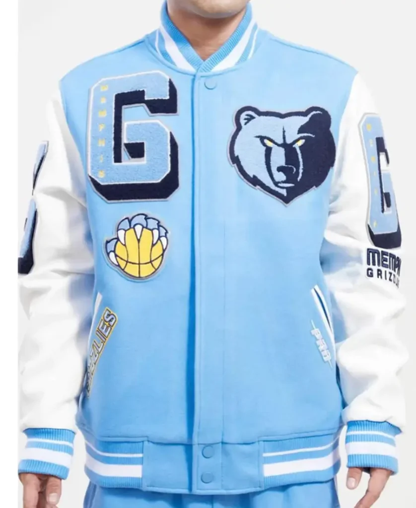 Memphis Grizzlies Blue and White Varsity Jacket