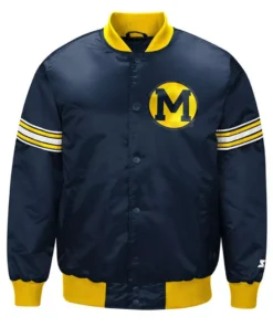 Michigan Wolverines Draft Pick Varsity Navy Satin Jacket