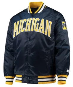 Michigan Wolverines O-Line Navy Varsity Satin Jacket