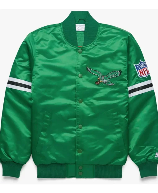 Philadelphia Eagles Striped Green Satin Jacket