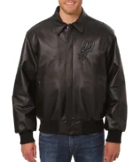 San Antonio Spurs Black Tonal Leather Jacket