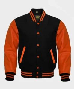 Black And Orange Varsity Jacket