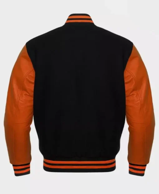 Black And Orange Varsity Jacket Men