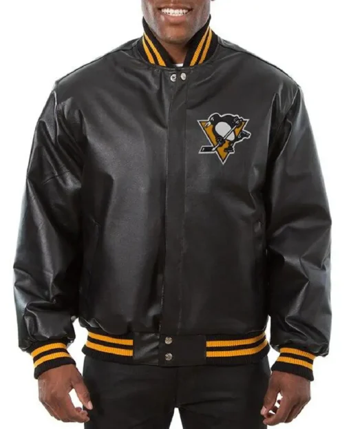 Pittsburgh Penguins Black Varsity Leather Jacket
