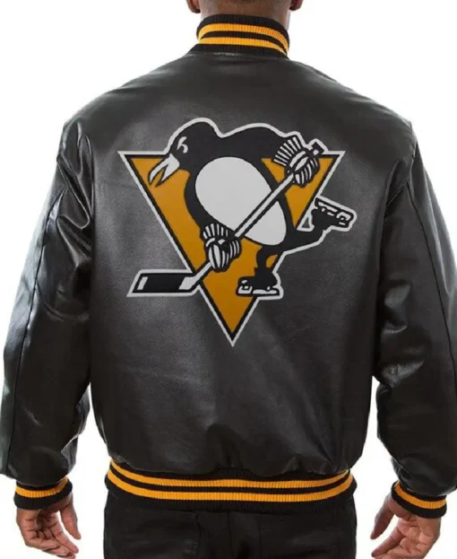 Pittsburgh Penguins Black Varsity Leather Jacket Sale