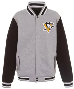 Pittsburgh Penguins Gray and Black Varsity Wool Jacket
