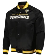 Pittsburgh Penguins Varsity Black Satin Jacket