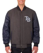 Tampa Bay Rays Charcoal and Navy Wool Varsity Jacket