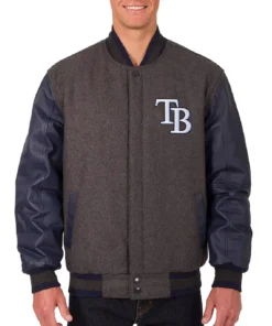 Tampa Bay Rays Charcoal and Navy Wool Varsity Jacket