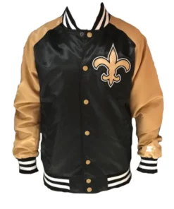 Quiros-New-Orleans-Saints-Black-Varsity-Jacket