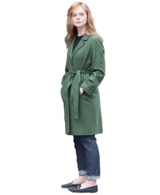 A Complete Unknown Elle Fanning Green Long Coat side