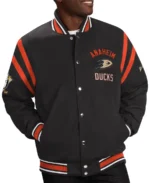 Anaheim Ducks Tailback Black Varsity Jacket front