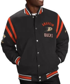 Anaheim Ducks Tailback Black Varsity Jacket front