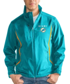 Blake G-III Sports Miami Dolphins Zip Blue Jacket front