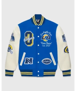 Burks-Los-Angeles-Rams-Full-Snap-Blue-and-White-Varsity-Jacket