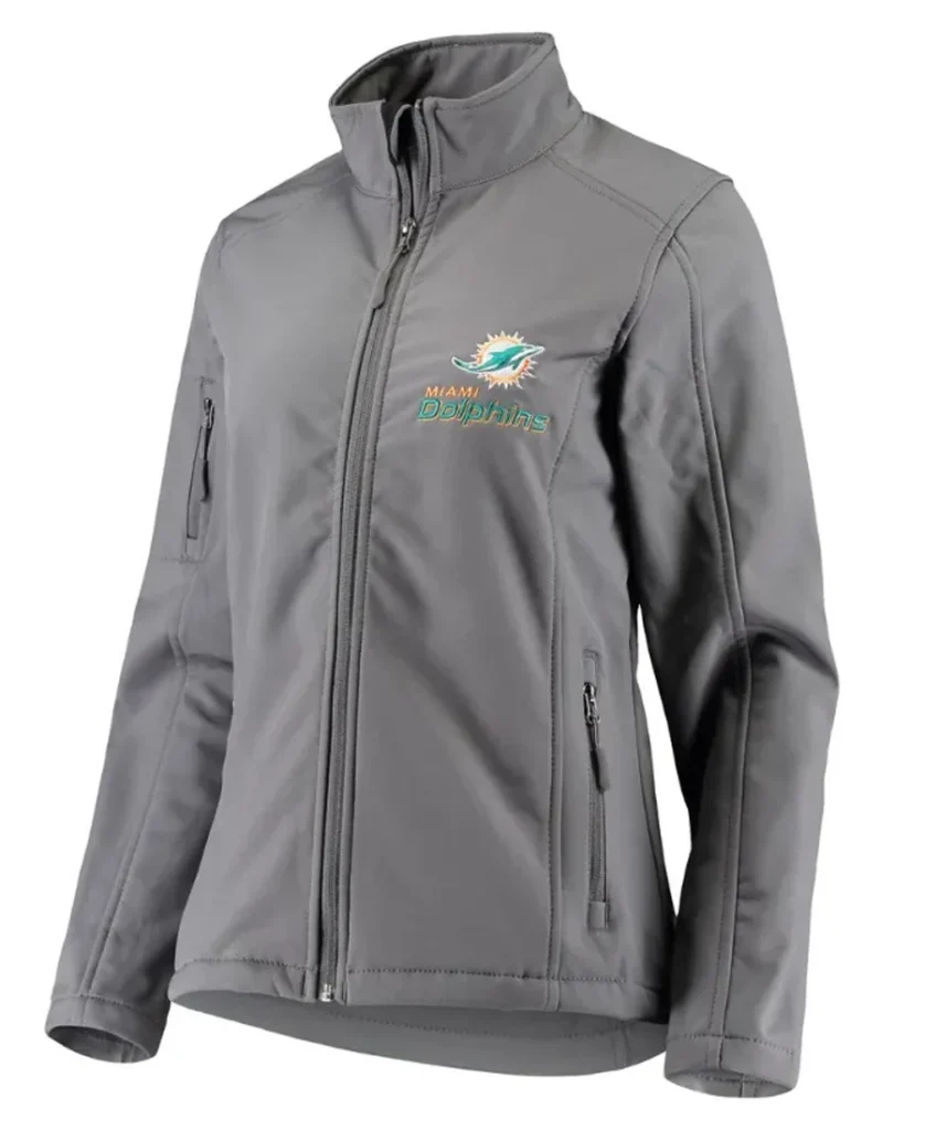 Cooper Miami Dolphins Grey Zip Track Jacket front