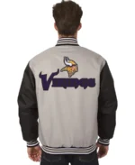 David M Minnesota Vikings Grey Varsity Jacket back