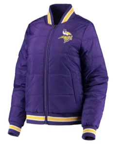 Dubois Minnesota Vikings Purple Zip Puffer Jacket front