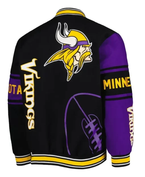 Estelle Minnesota Vikings Black Printed Varsity Jacket back