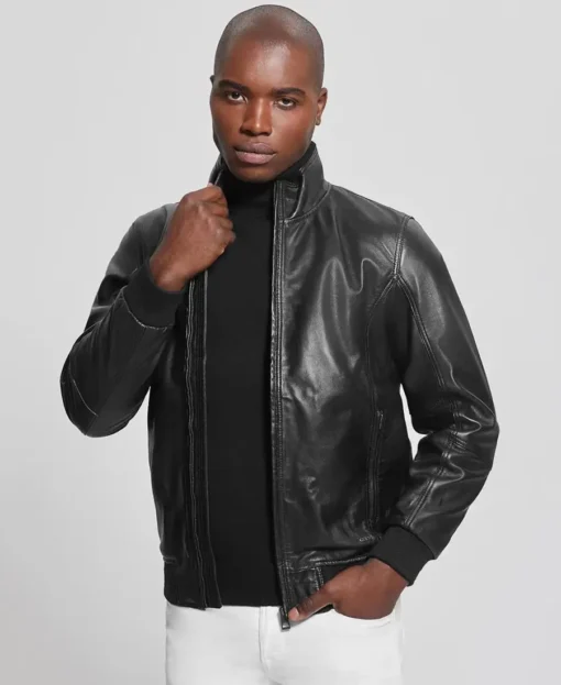 Guess Leather Jacket Mens front