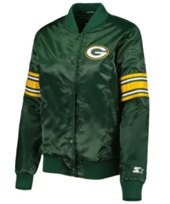 Hess Green Bay Packers Satin Full-Snap Varsity Jacket front