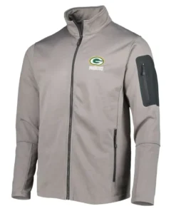 Jaeger Green Bay Packers Grey Zip Track Jacket front