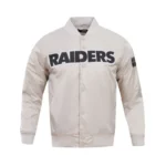 James-A-Las-Vegas-Raiders-White-Satin-Varsity-Jacket