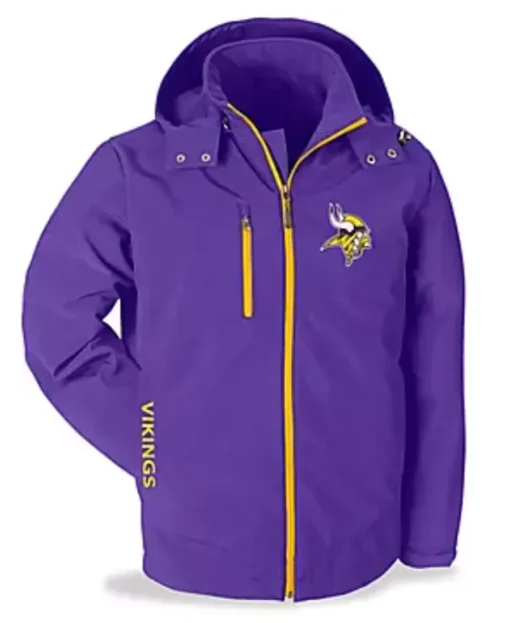 Jerry C Minnesota Vikings Purple Detachable Hooded Jacket front