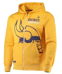 John G Minnesota Vikings Yellow Fleece Zip Hoodie front