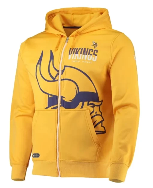 John G Minnesota Vikings Yellow Fleece Zip Hoodie front