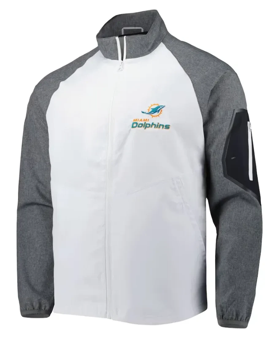 Mack C Miami Dolphins Zip Windbreaker Jacket front