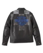 Men's Blue Steel Convertible Leather Jacket back