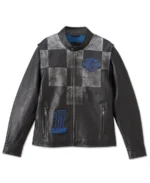 Men's Blue Steel Convertible Leather Jacket front