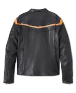 Men's Capitol Triple Vent System 2.0 Leather Jacket - Harley Black & Harley Orange back