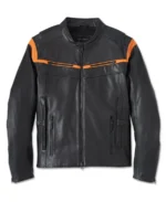 Men's Capitol Triple Vent System 2.0 Leather Jacket - Harley Black & Harley Orange front