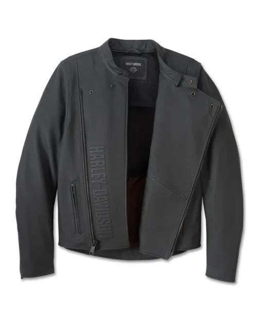 Men's Citadel Snap-tab Leather Jacket front open