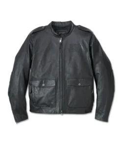 Men's H-D Flex Layering System Captains Leather Jacket Outer Layer front