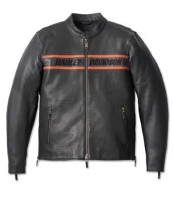 Men's Victory Lane II Leather Jacket - Black front.