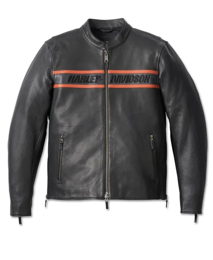 Men's Victory Lane II Leather Jacket - Black front.