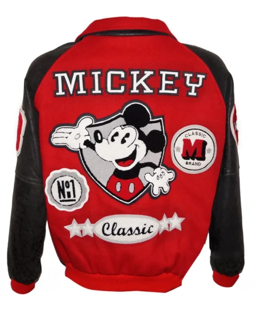 Michael Jackson Red Fleece Letterman Varsity Bomber Jacket back