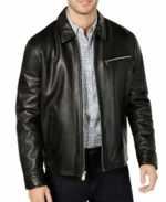 Michael Kors Leather Jacket Mens front