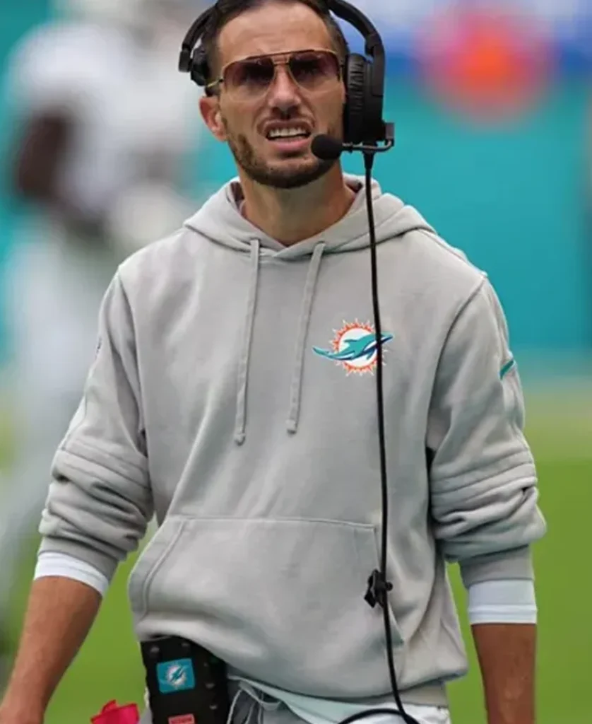 Mike McDaniel Miami Dolphins Grey Pullover Hoodie front