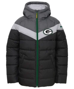 Mitchell-Green-Bay-Packers-Zip-Black-and-Grey-Puffer-Jacket