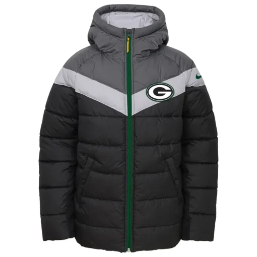 Mitchell-Green-Bay-Packers-Zip-Black-and-Grey-Puffer-Jacket