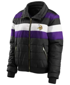 Nesbitt Minnesota Vikings Black Zip Puffer Jacket front