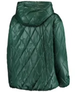 Rainey Green Bay Packers Puffer Green Quilted Hoodie Jacket back