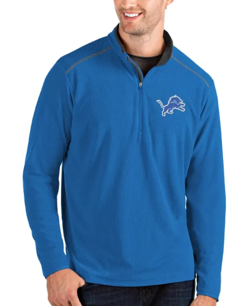 Robert M Detroit Lions Blue Track Pullover Jacket